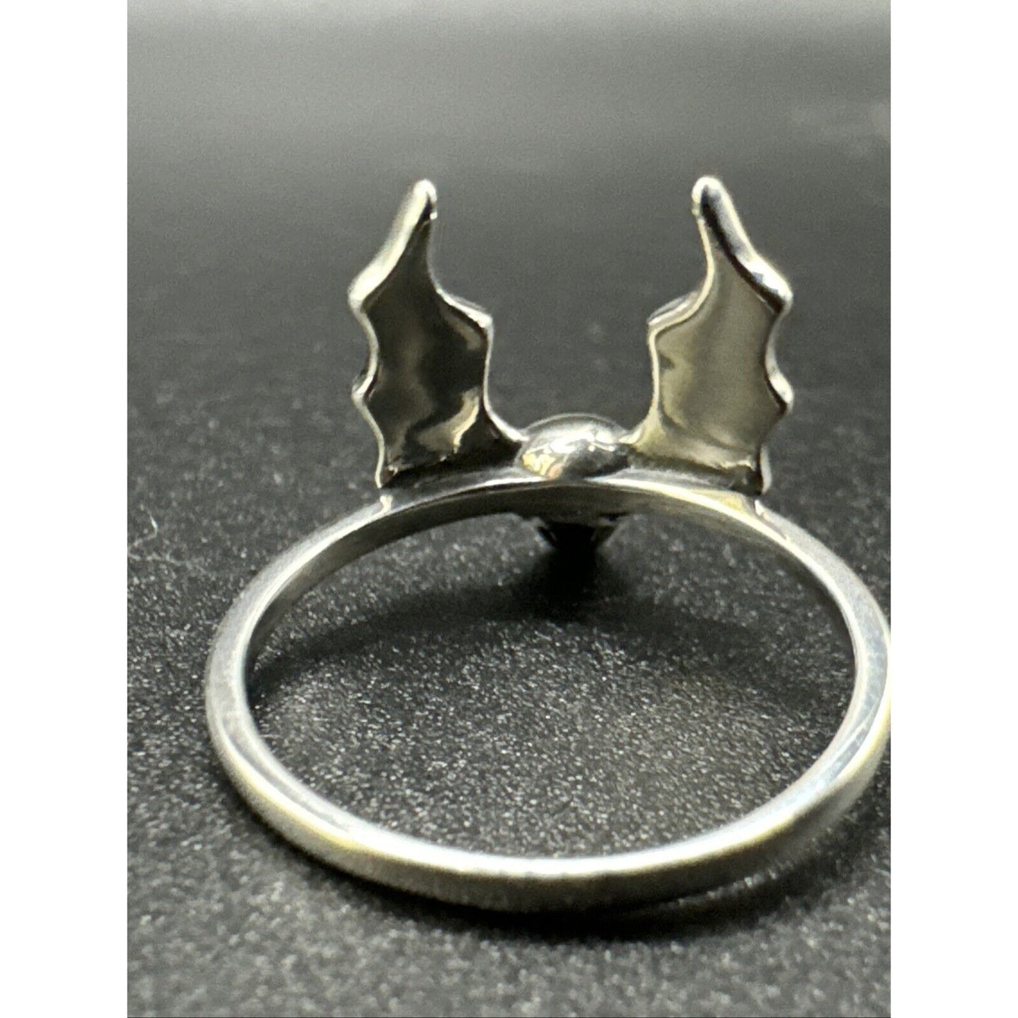 New Condition Sterling Silver Bat Skull Ring Size 7