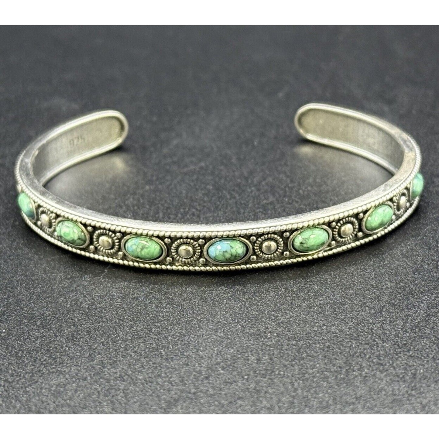 New Condition 7” Sterling Silver Genuine Turquoise Cuff Bracelet