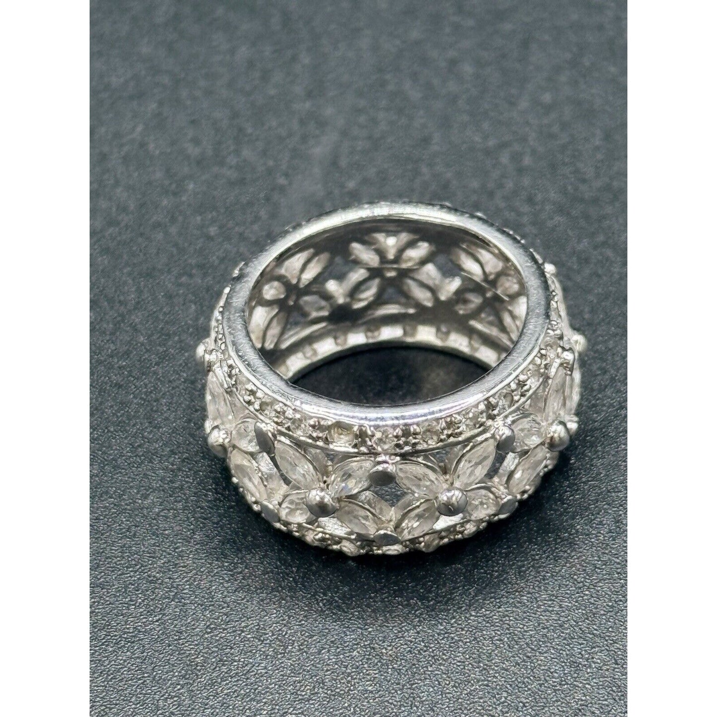 Vintage Sterling Silver C.Z. Open Eternity Band Size 6.00 Small Stone MissingM10