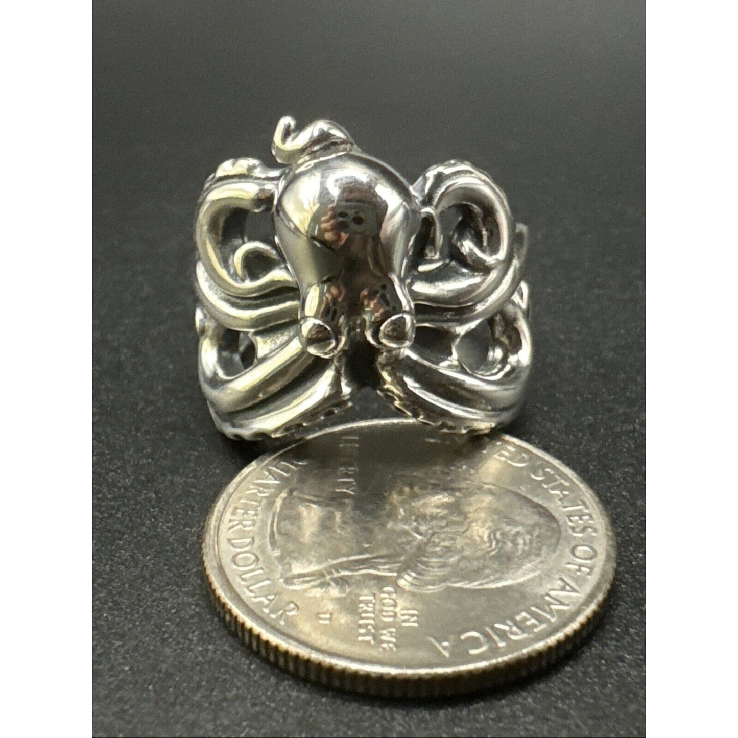 New Condition Sterling Silver Octopus Ring 925 Size 10
