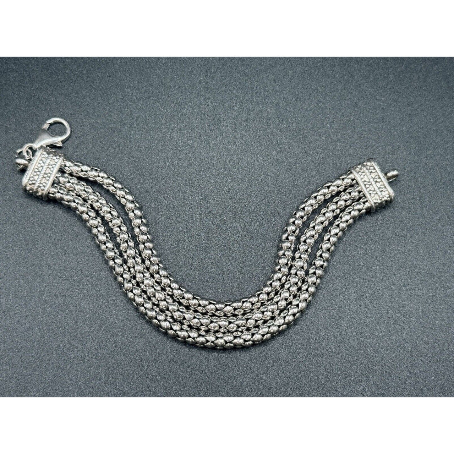 7.5" Vintage Sterling Silver Triple Strand Bracelet 45 Grams M15