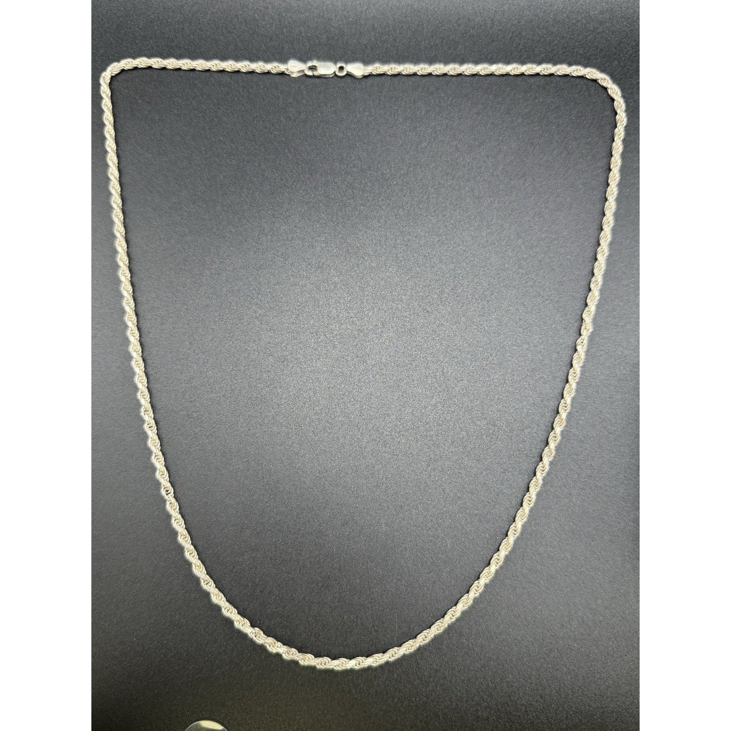 24” Vintage Sterling Silver Diamond Cut Rope 22 Grams 3MM Q7