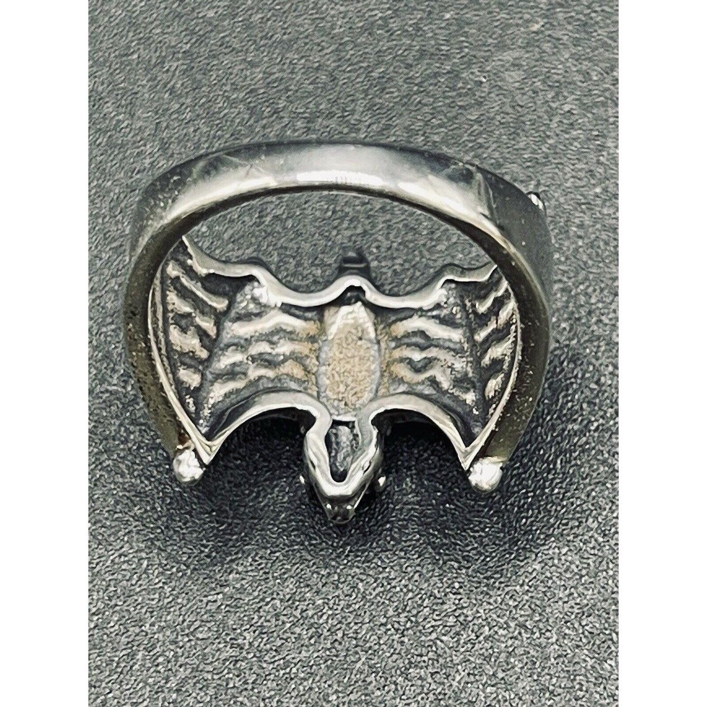 New Condition Sterling Silver Lab Blue Opal Bat Ring Size 7.00