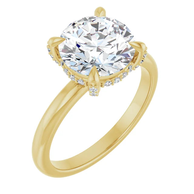 14k White Gold 3 Carat Round Center Hidden Halo Engagement Ring