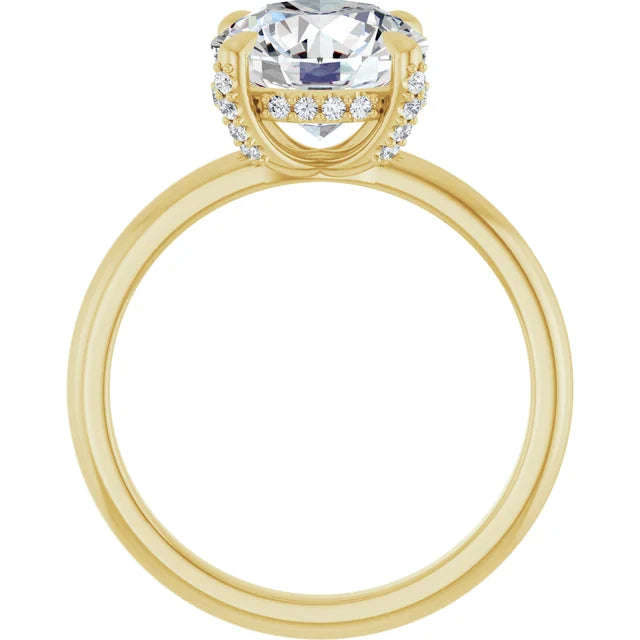 14k White Gold 3 Carat Round Center Hidden Halo Engagement Ring