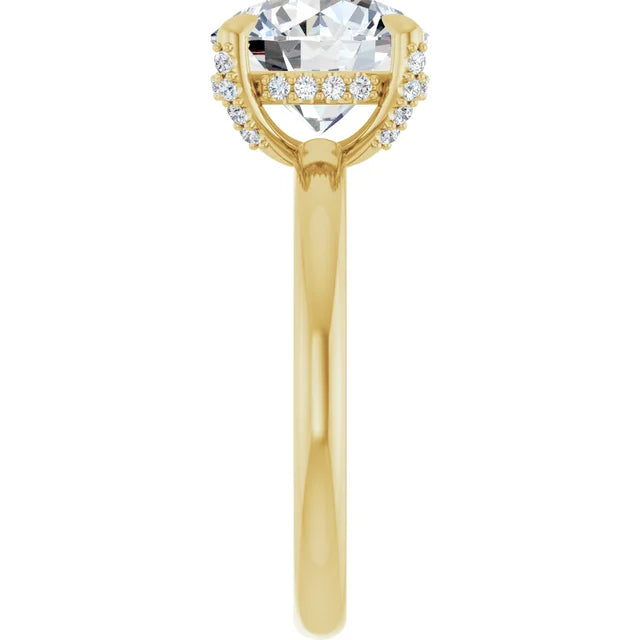 14k White Gold 3 Carat Round Center Hidden Halo Engagement Ring
