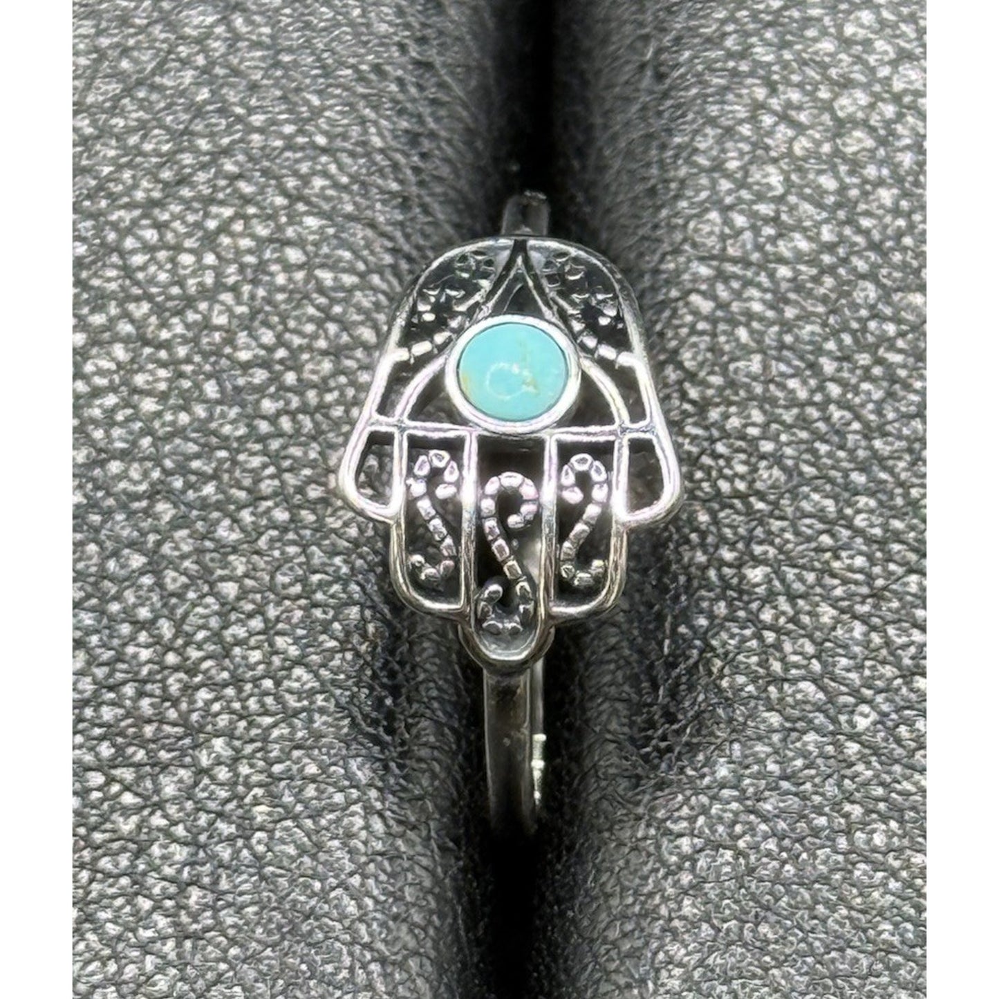 New Condition Sterling Silver Genuine Turquoise Hansa Ring Size 7.00
