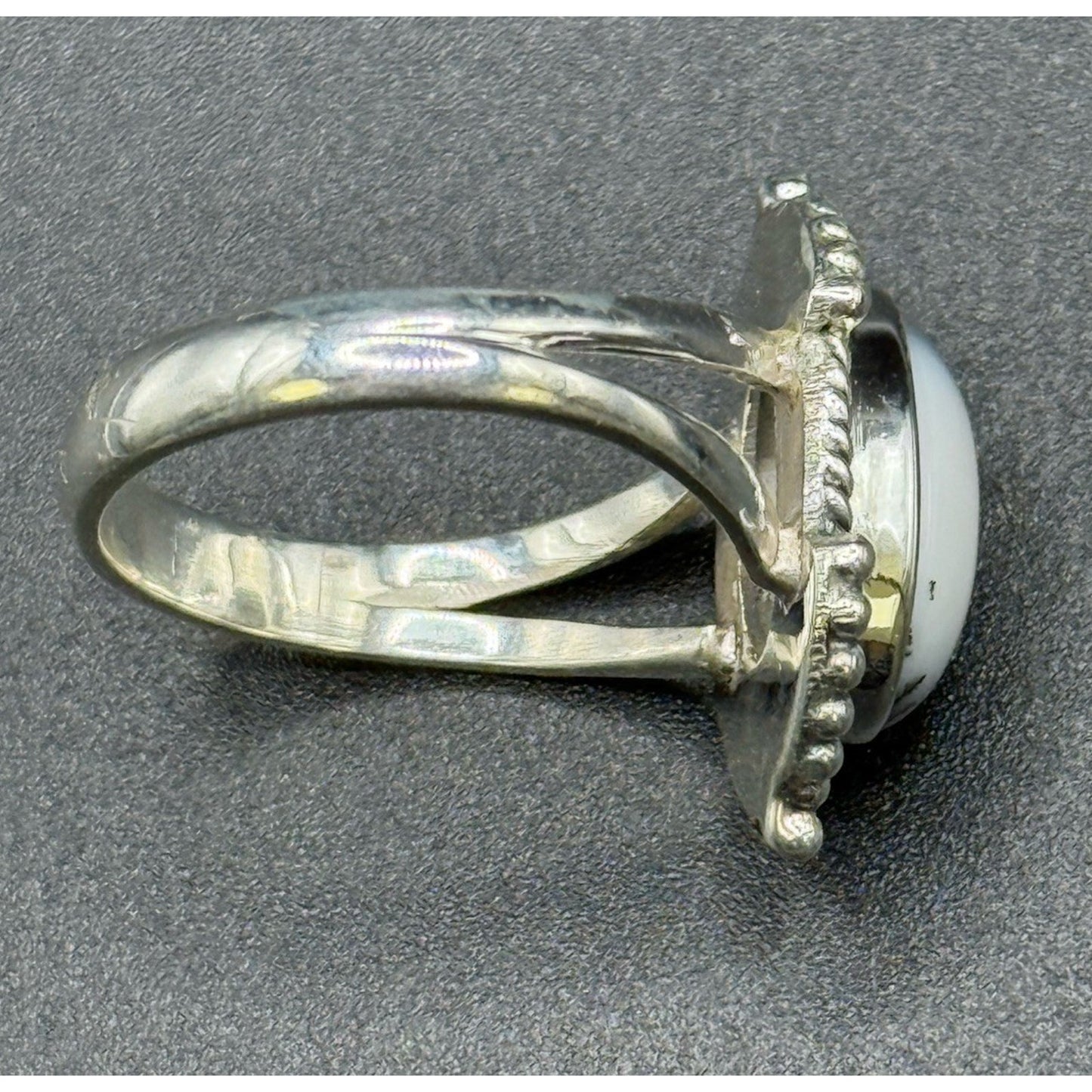New Condition Sterling Silver Dendrite Opal Ring Size 10.00