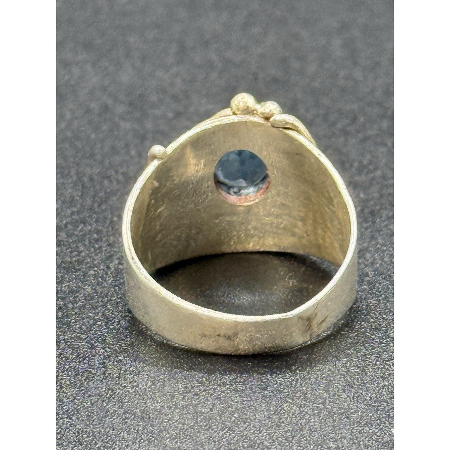 Modernist Sterling Silver Genuine Topaz Brass Accent Ring Size 8.25 Q23