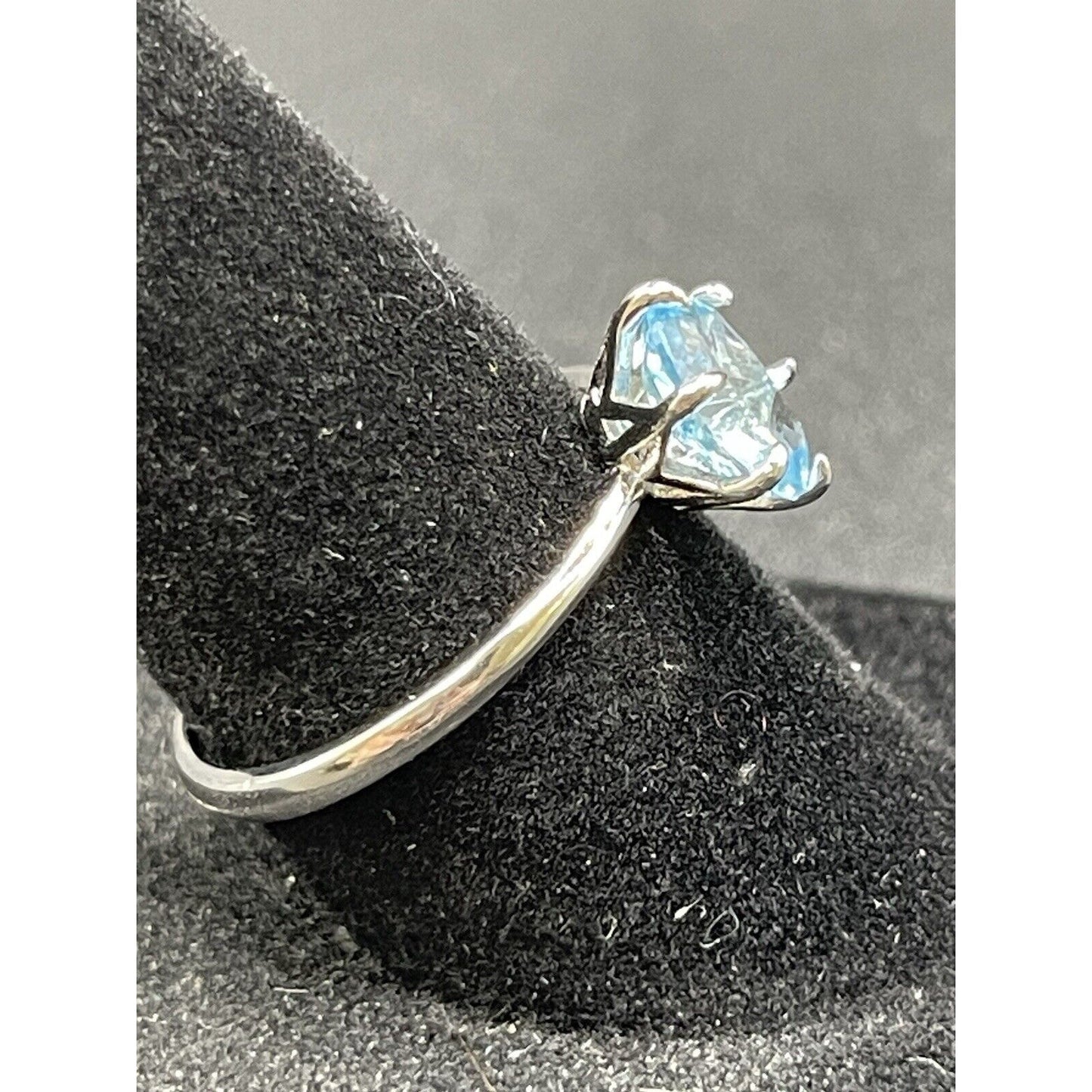 New Condition Sterling Silver Genuine Blue Topaz 8x6MM Size 7.00
