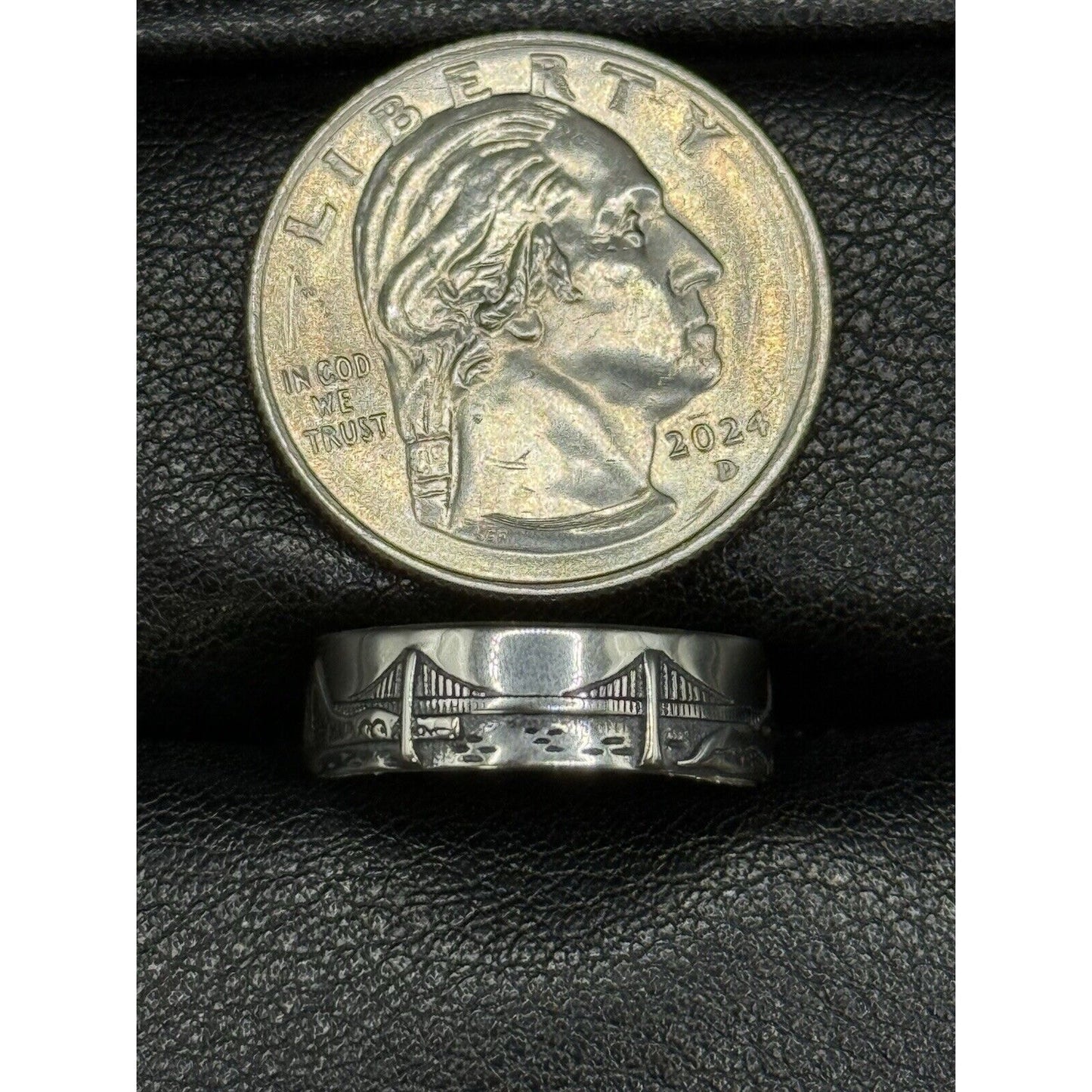 New Condition Sterling Silver Golden Gate Bridge Nature Ring Size 6.50 M8