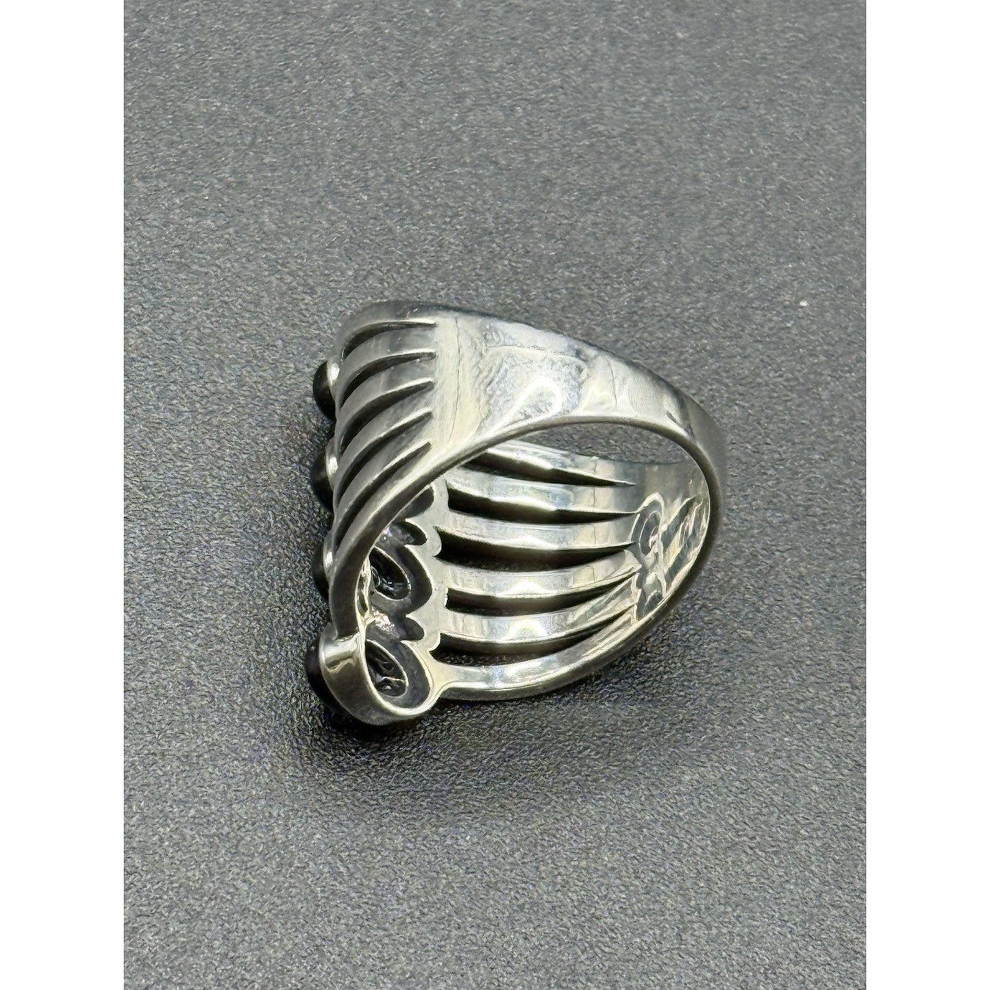 New Condition Sterling Silver 4-Stone Onyx Ring Size 6.75