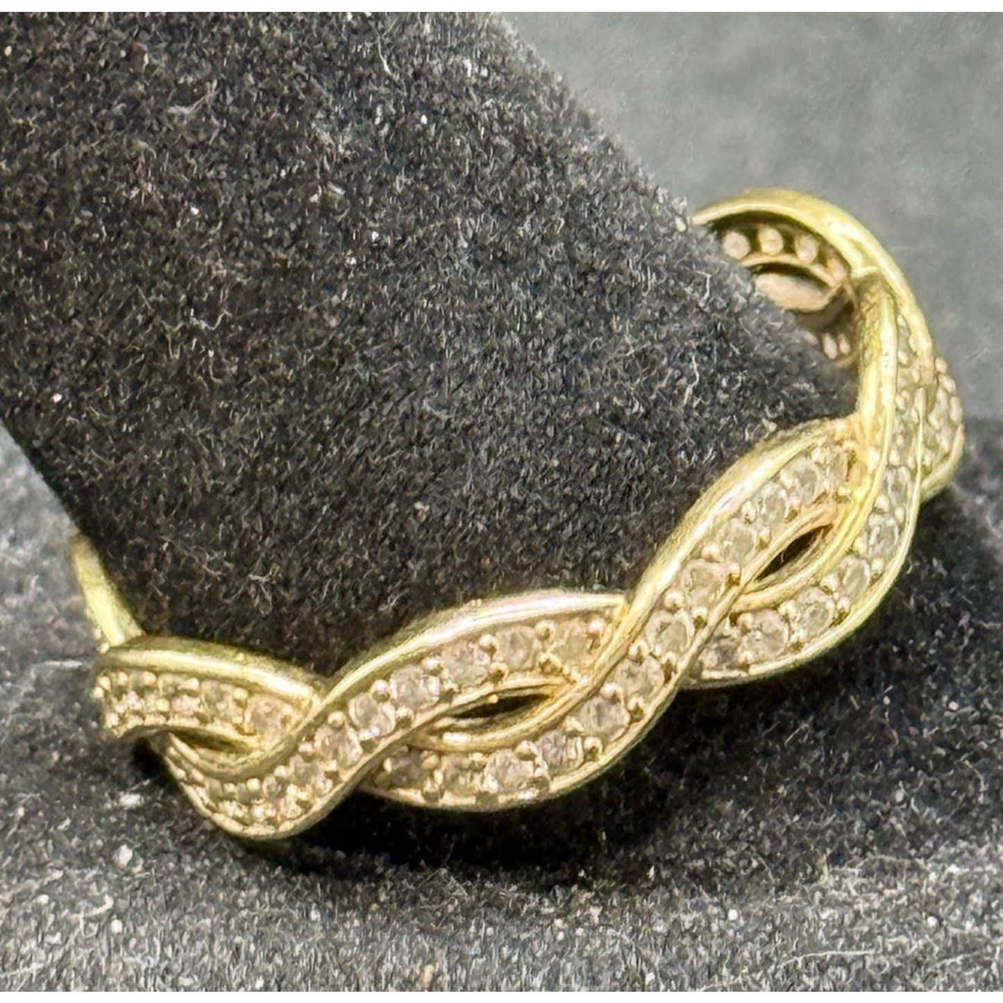 Gold Sterling Silver Cubic Zirconia Twist Ring Size 9.75 Q23