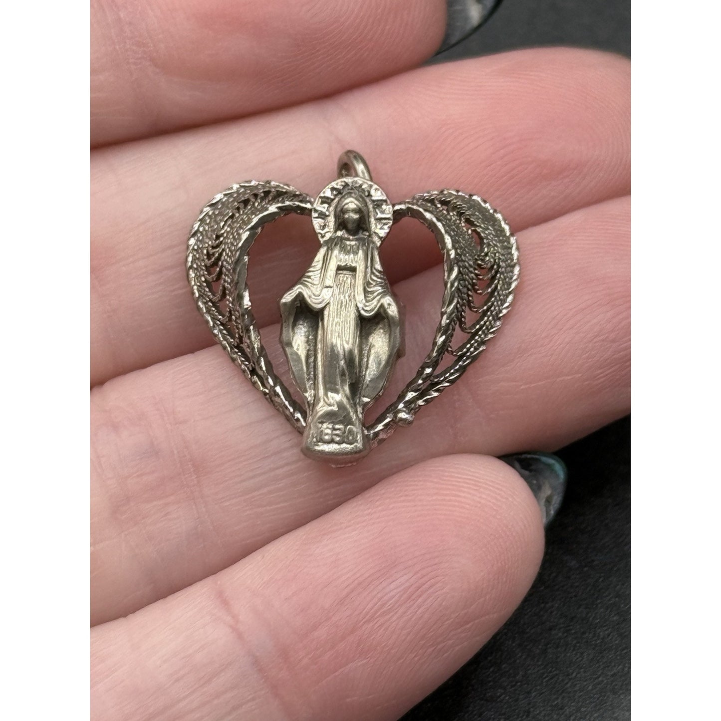 Vintage Sterling Silver Lady Guadeloupe Charm Pendant 925 P6