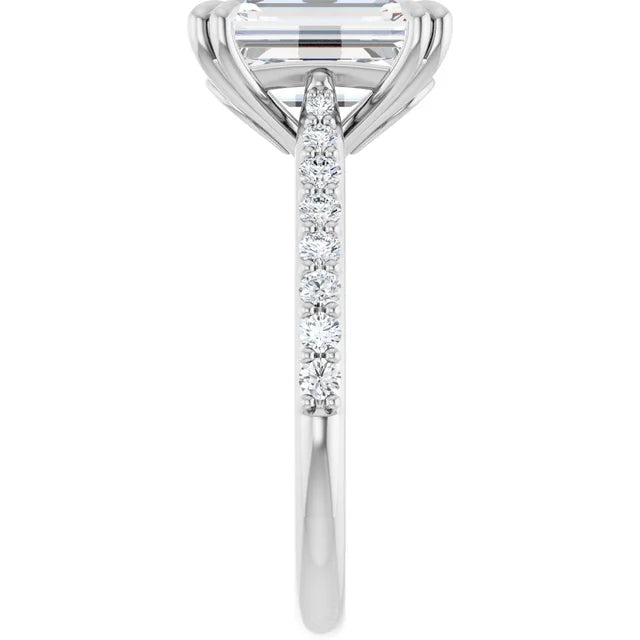 14k Gold 3 Carat Emerald Cut Engagement Ring