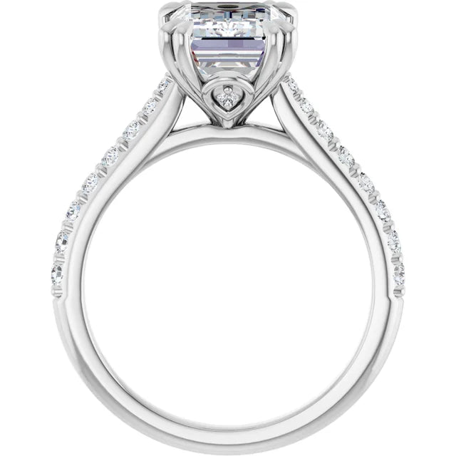 14k Gold 3 Carat Emerald Cut Engagement Ring