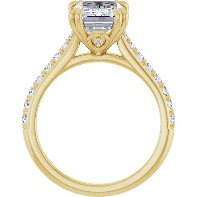 14k Gold 3 Carat Emerald Cut Engagement Ring