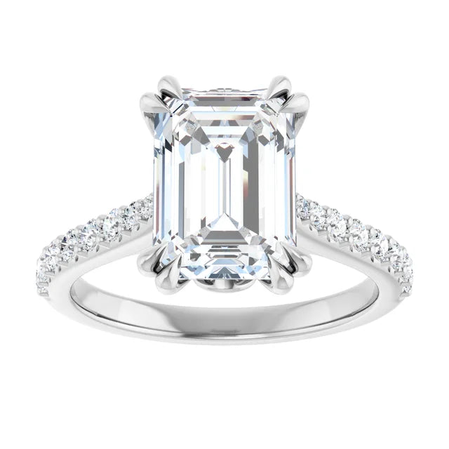14k Gold 3 Carat Emerald Cut Engagement Ring