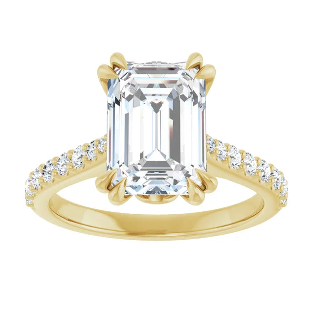 14k Gold 3 Carat Emerald Cut Engagement Ring