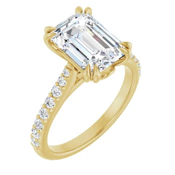 14k Gold 3 Carat Emerald Cut Engagement Ring