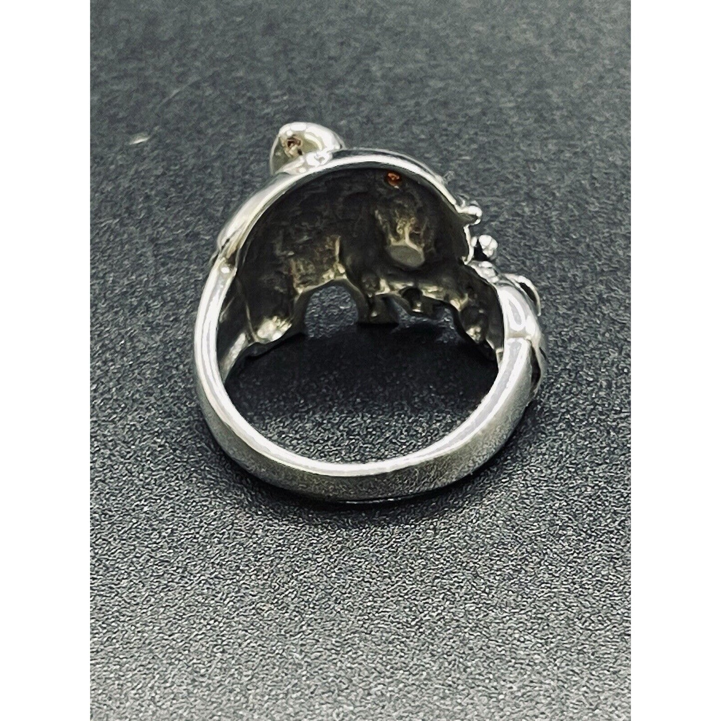 New Condition Sterling Silver Red Cubic Zirconia Elephants Ring Size 6.50