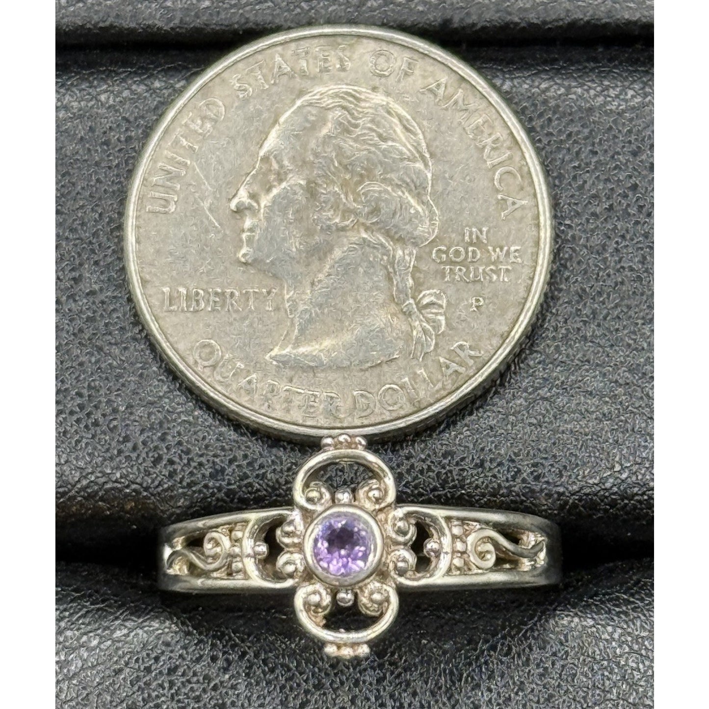 New Condition Sterling Silver Genuine Amethyst Ring Size 10.00 P19
