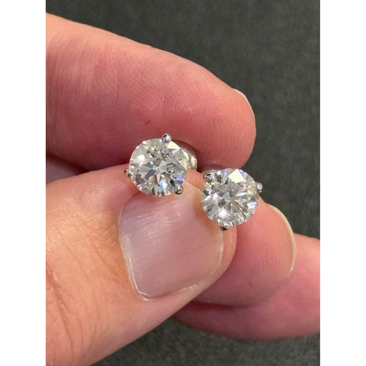 3.00 Total Weight Lab Grown Diamonds D Color VVS2 Clarity 14k White Gold IGI Stud Earrings