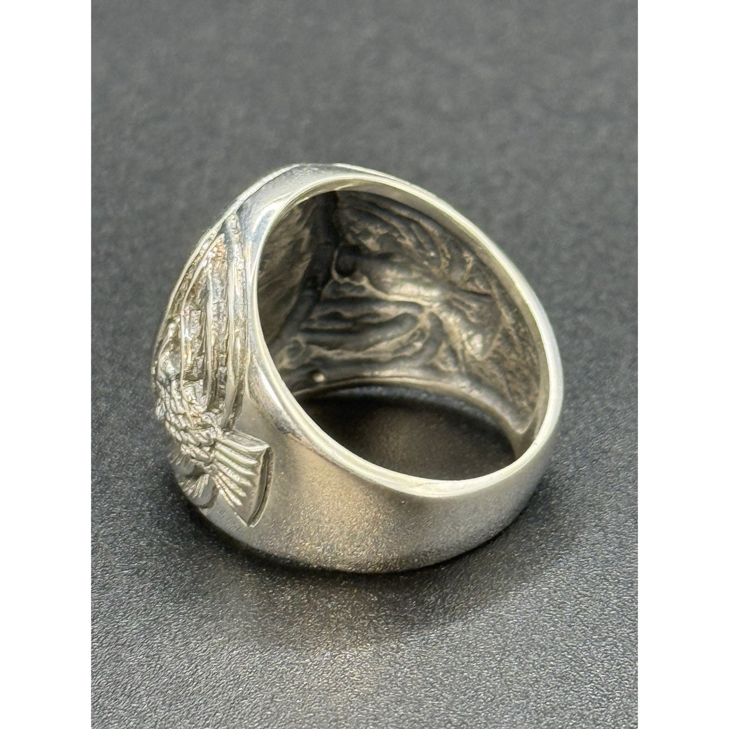 New Condition Sterling Silver Heavy Scorpion Eagle Gents Ring Size 10.00
