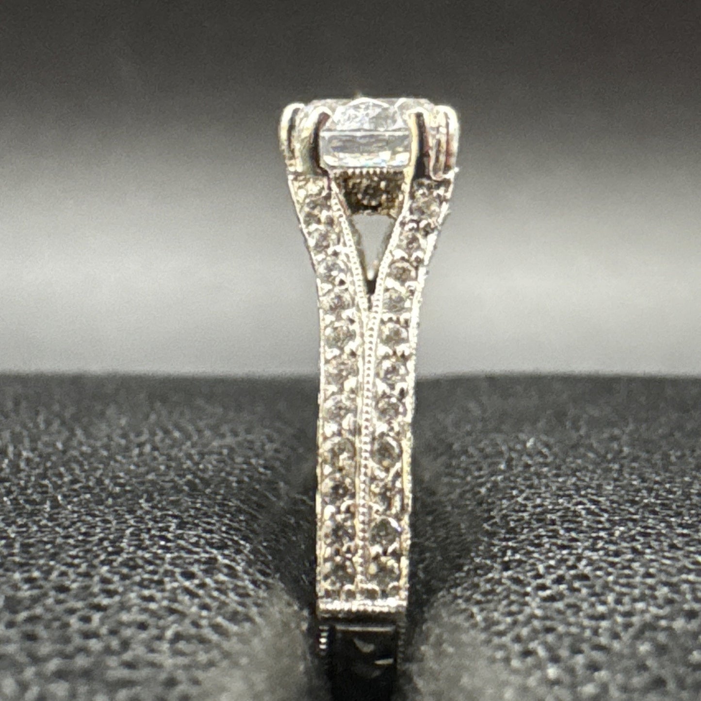 Sterling Silver Split Shank CZ Engagement Ring 925 Size 6.5 Q23