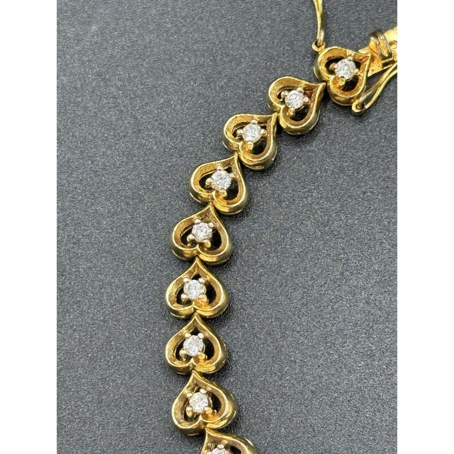 7.25” Gold Sterling Silver Cubic Zirconia Heart Bracelet 16 Grams P6