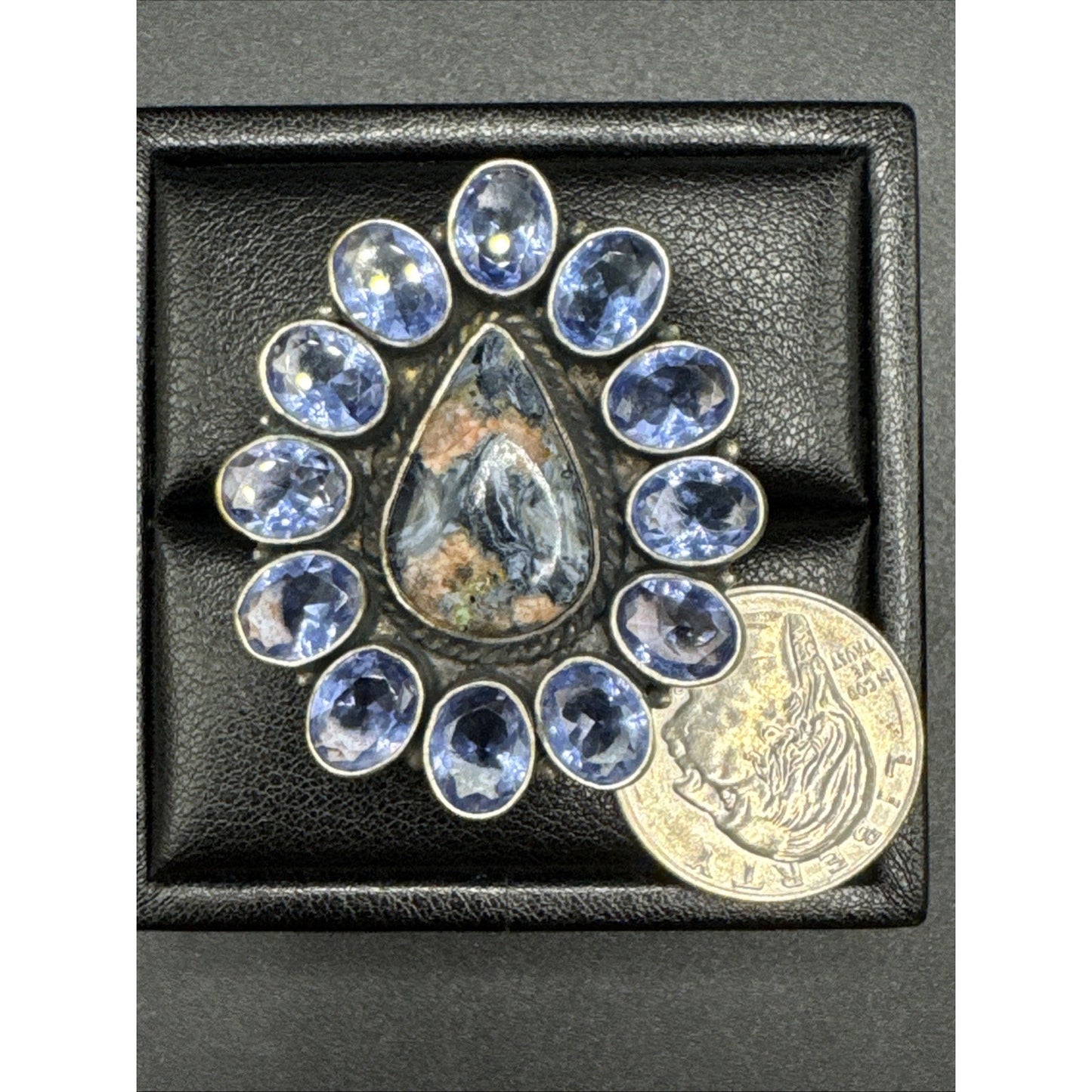 Sterling Silver Pietersite Tanzanite Statement Ring 23g 40x48mm 925 Size 7 T9