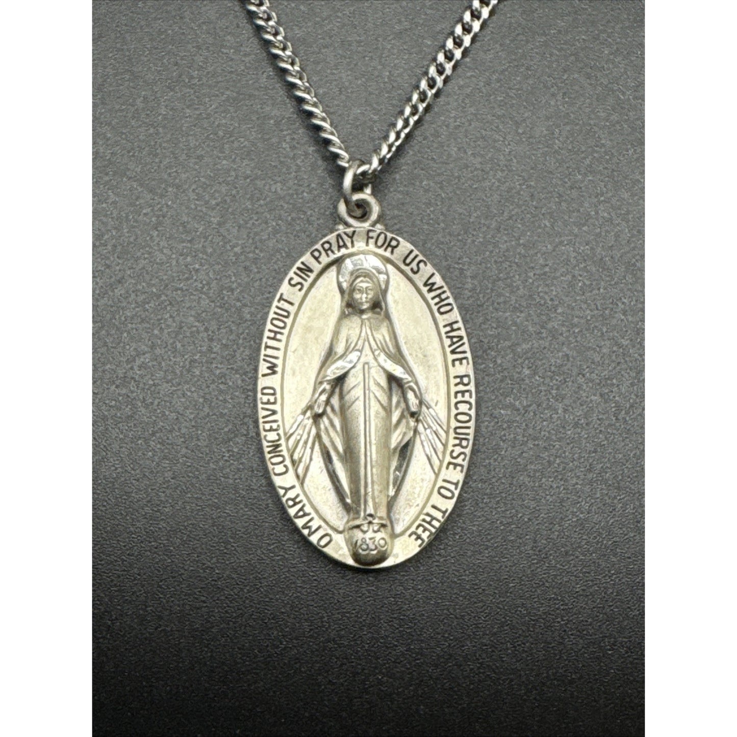 24” Sterling Silver Virgin Mary Pendant Necklace 25g 925