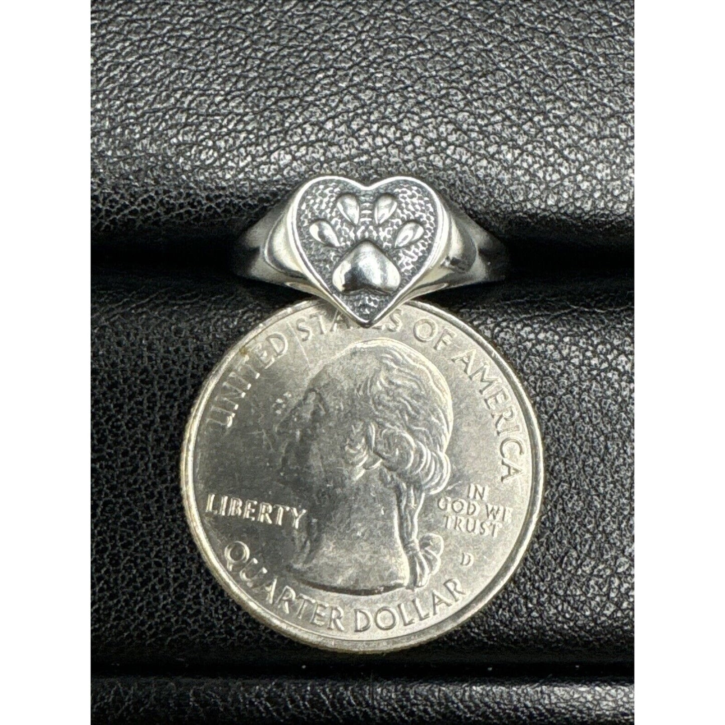 New Condition Sterling Silver Heart Paw Pet Print Ring 925 Size 7