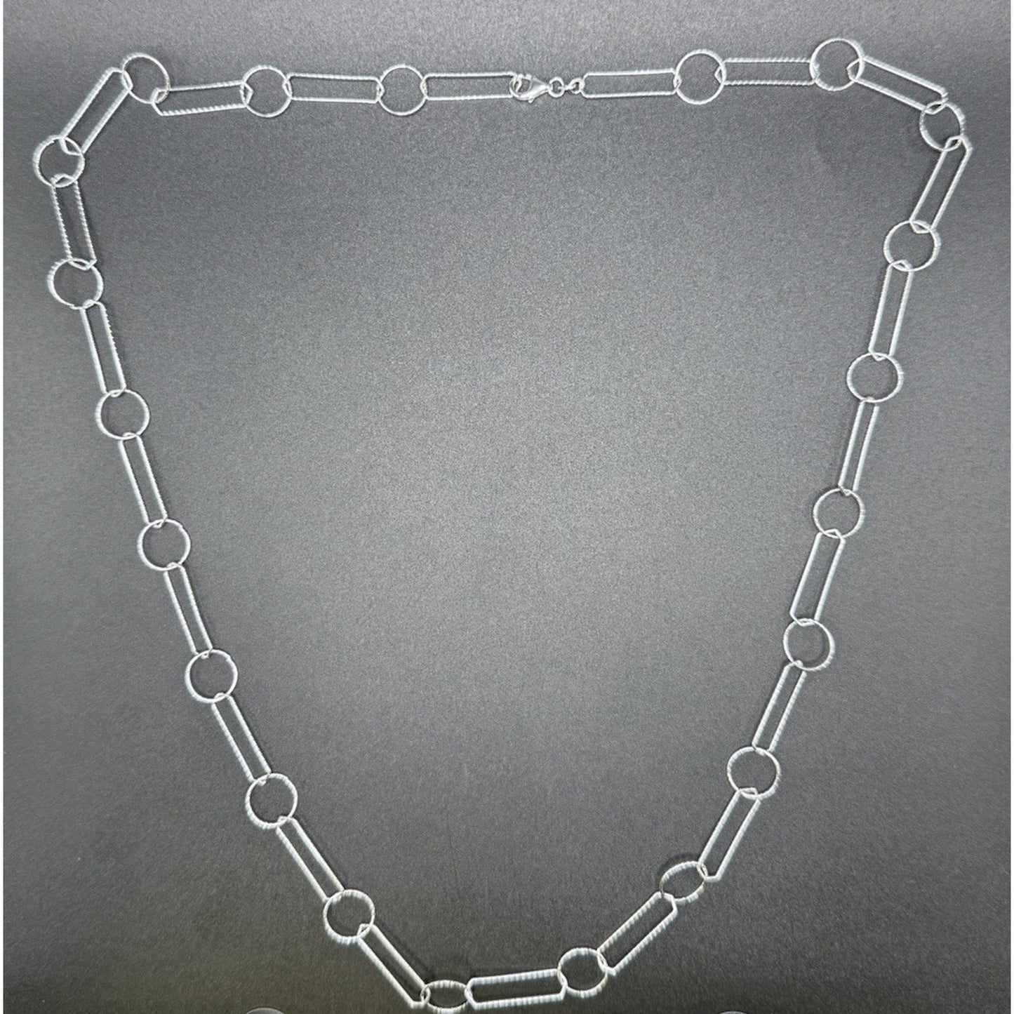 New Condition 30” Sterling Silver Staples Circles Chain Necklace 925