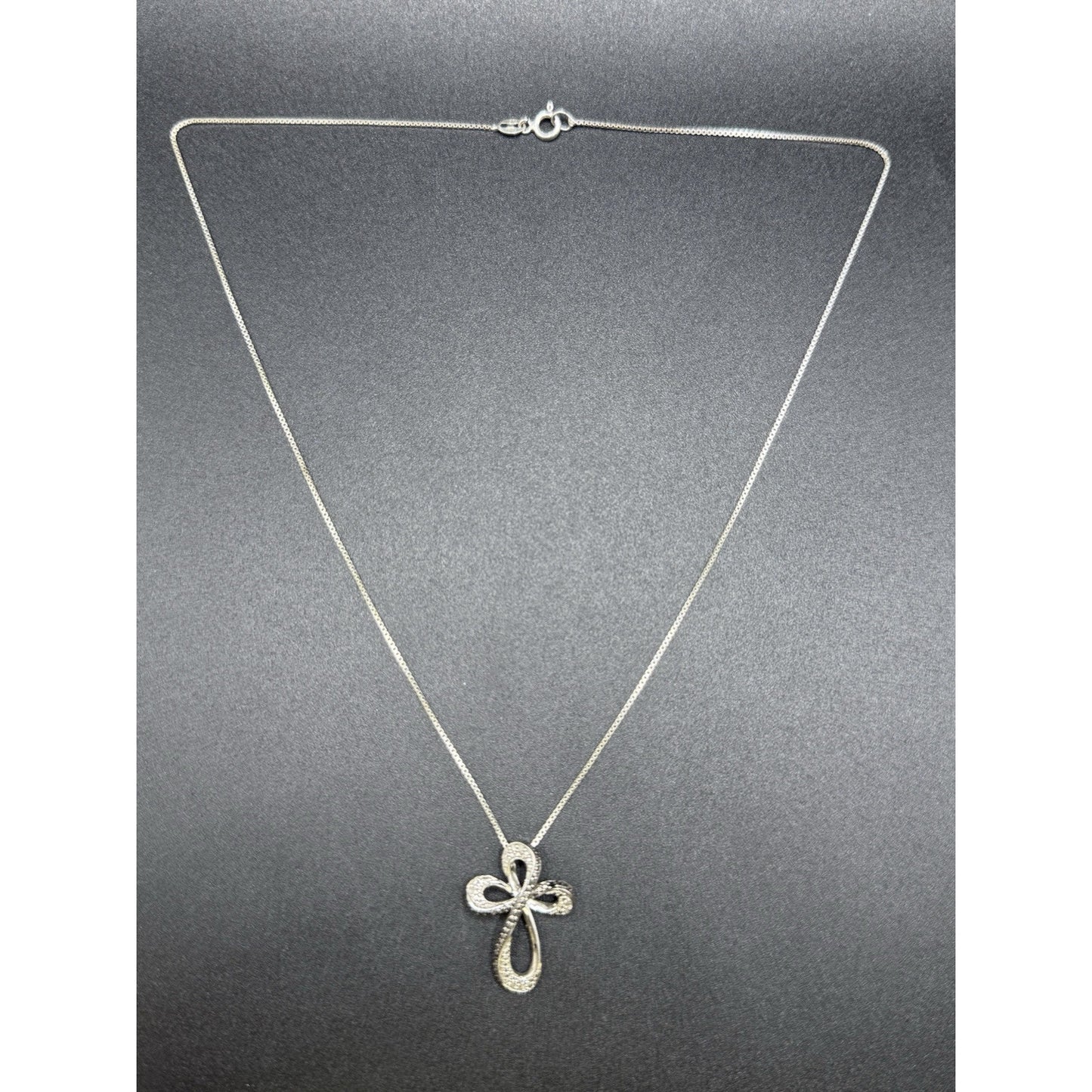18” Sterling Silver Black Diamond Cross Pendant Necklace P3