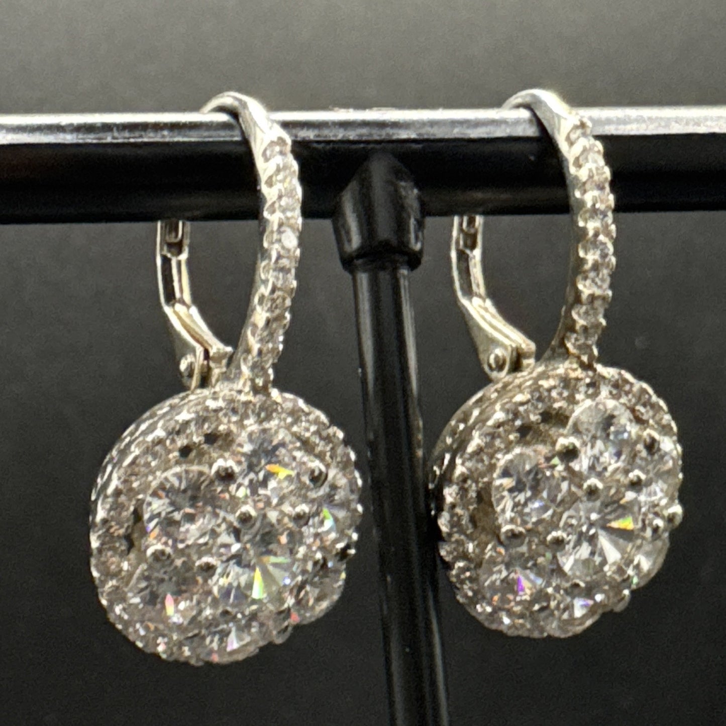 NOS JTV Sterling Silver CZ Drop Earrings 925 N13
