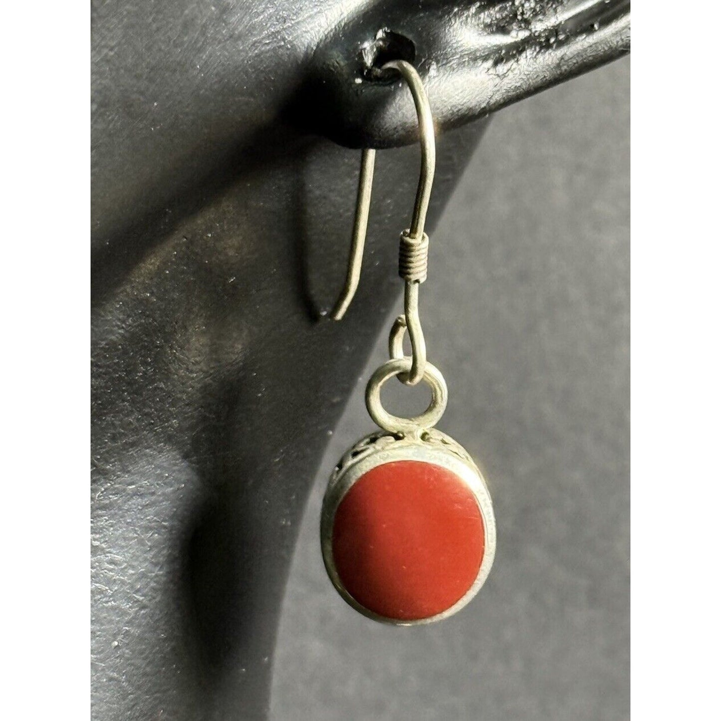 Sterling Silver Jasper Stone Dangle Earrings 925 M28
