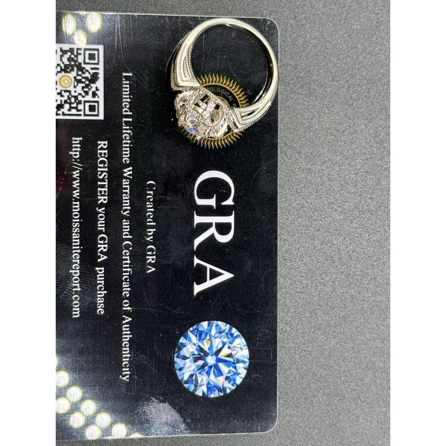 New Condition Sterling Silver Moissanite Engagement Ring Size 7.00 GRA