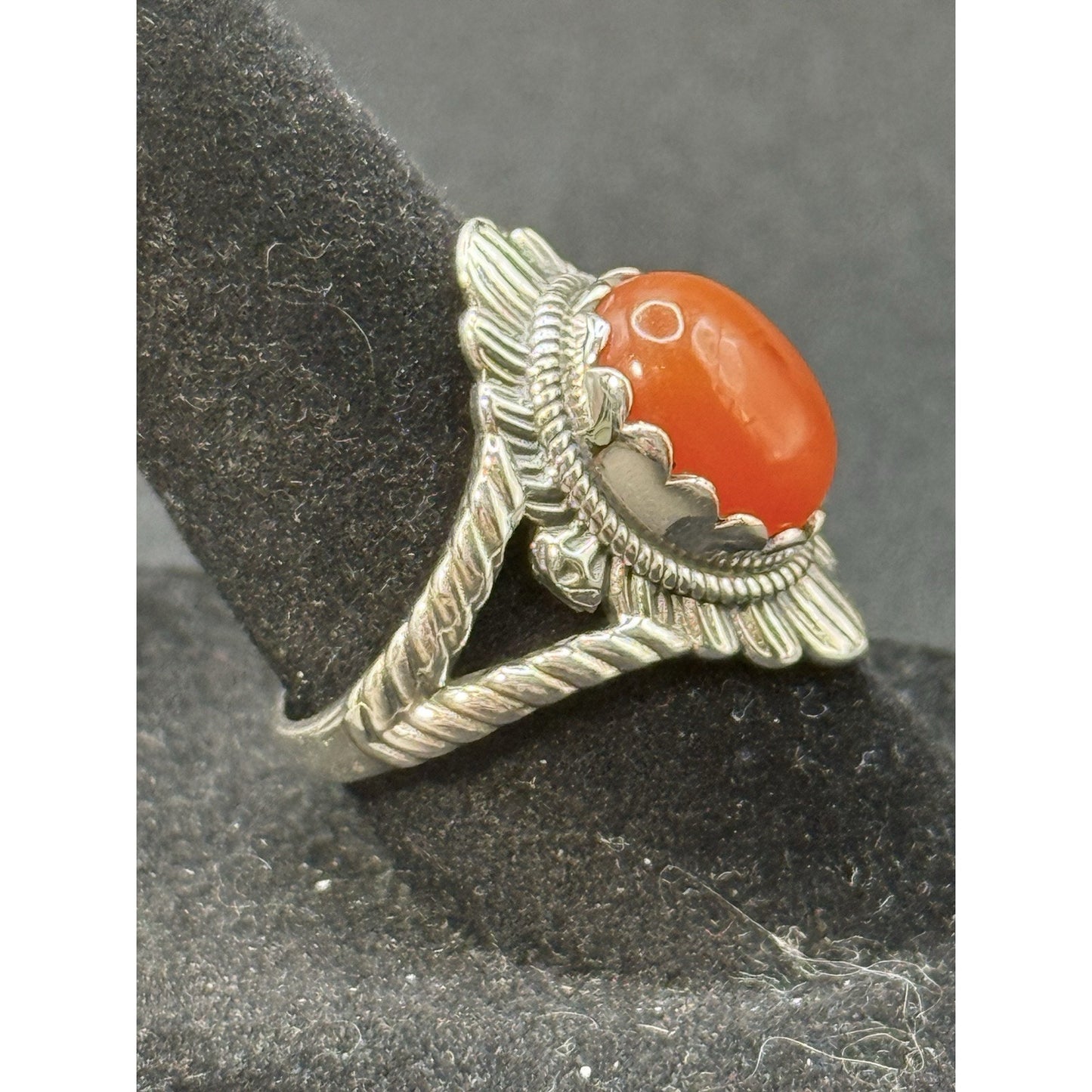 New Condition Sterling Silver Carnelian Ring Size 7.00 925