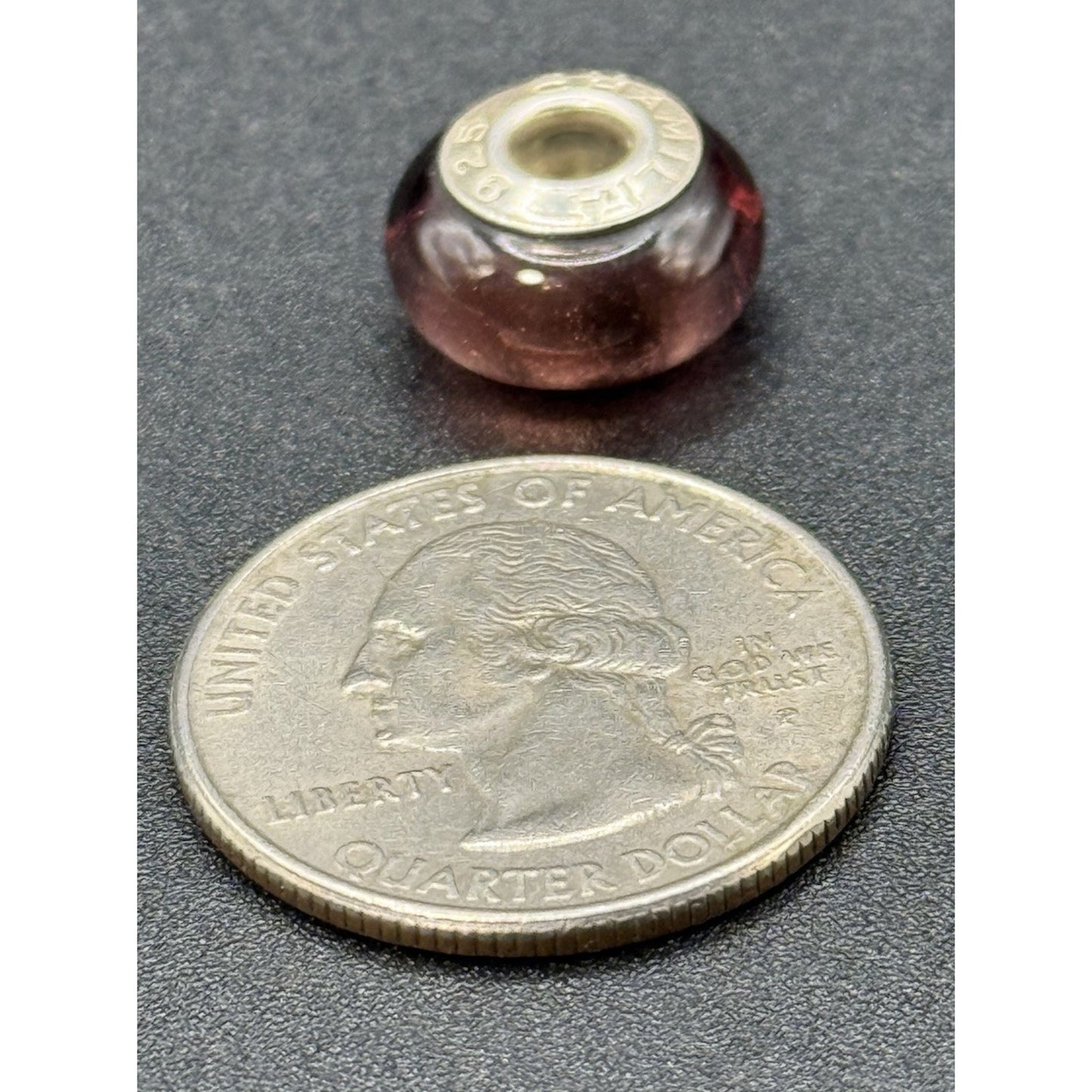 Chamilia Sterling Silver Purple Shimmering Murano Glass Charm P19