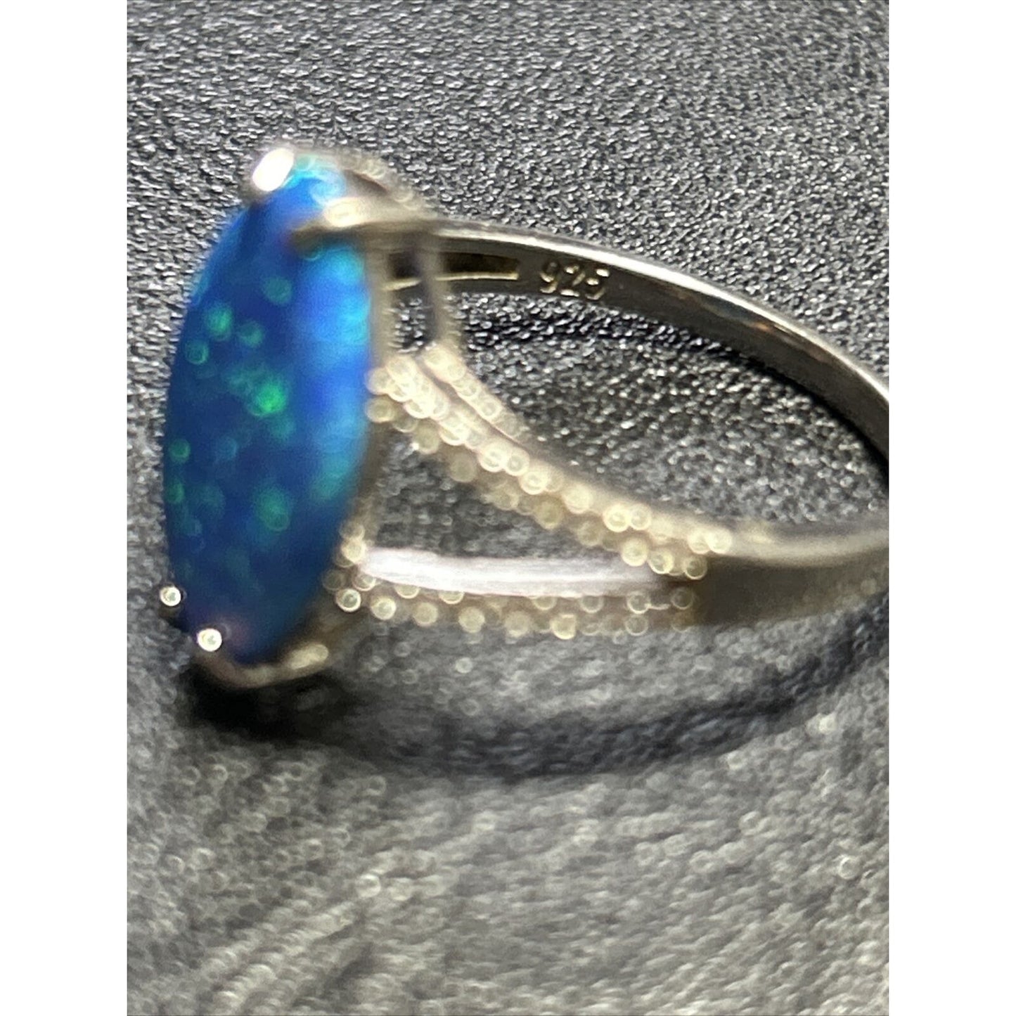 Lab Created Blue Opal Cubic Zirconia Sterling Silver Ring Size 10 P20