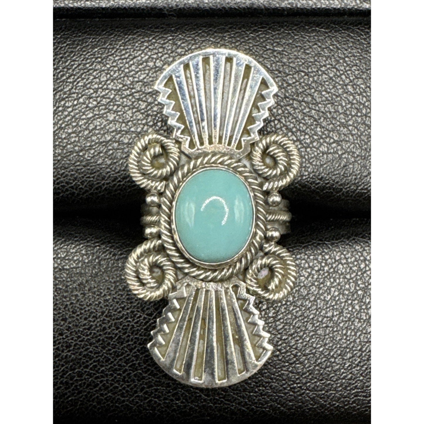 New Condition Sterling Silver Arizona Turquoise Long Ring Size 7