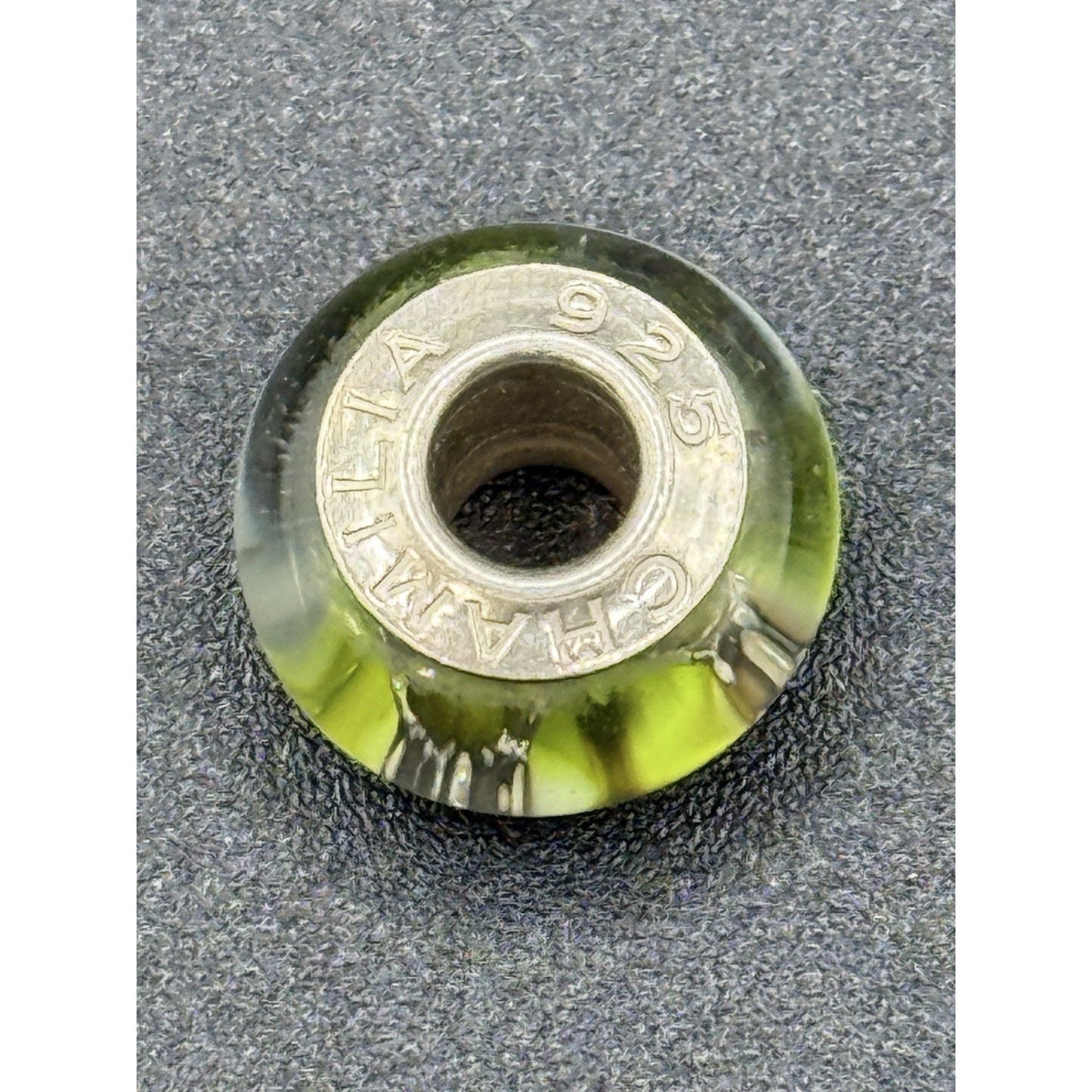 Chamilia Designer Sterling Silver Green Art Murano Glass Charm P19