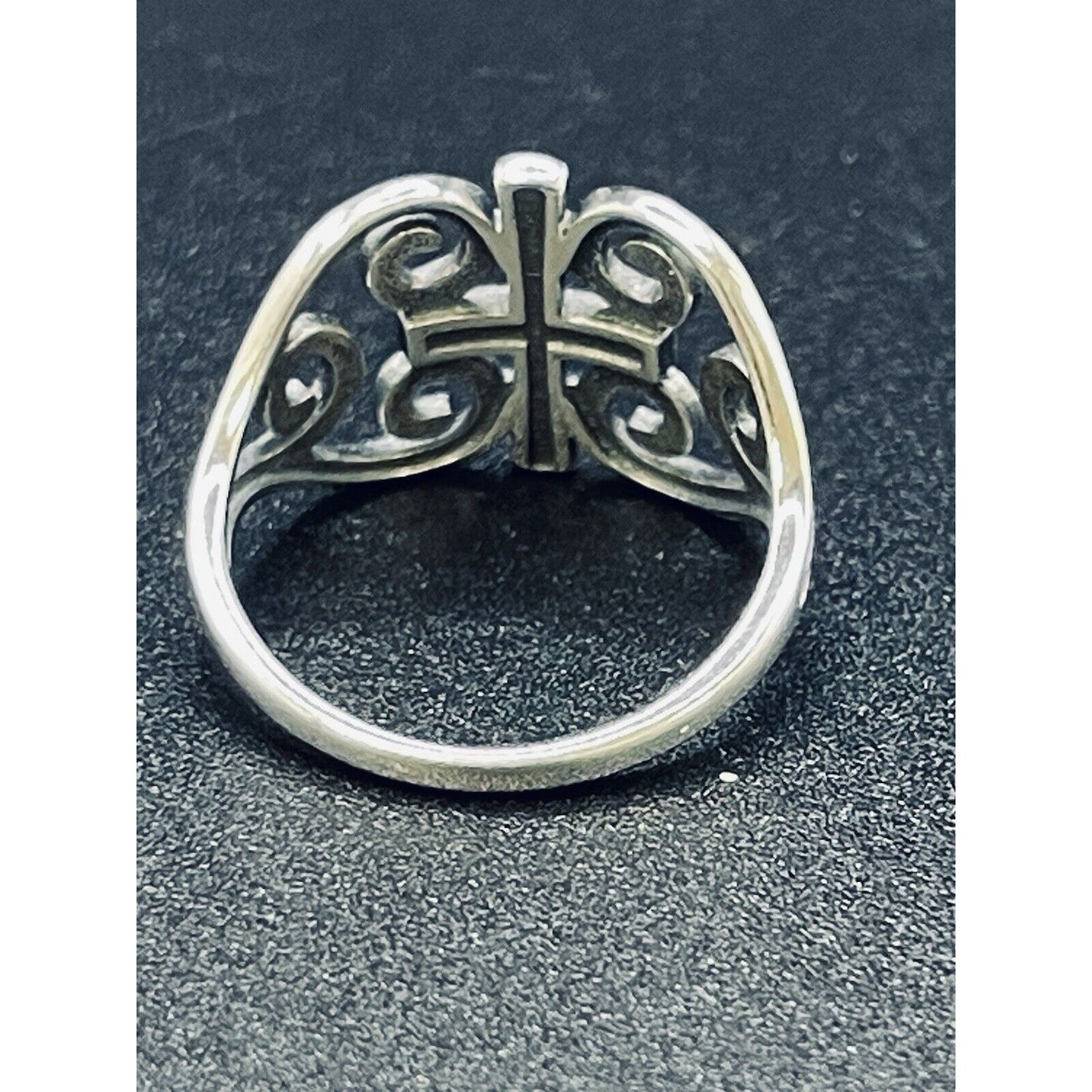 New Condition Sterling Silver Turquoise Cross 14MM Ring Size 6.75