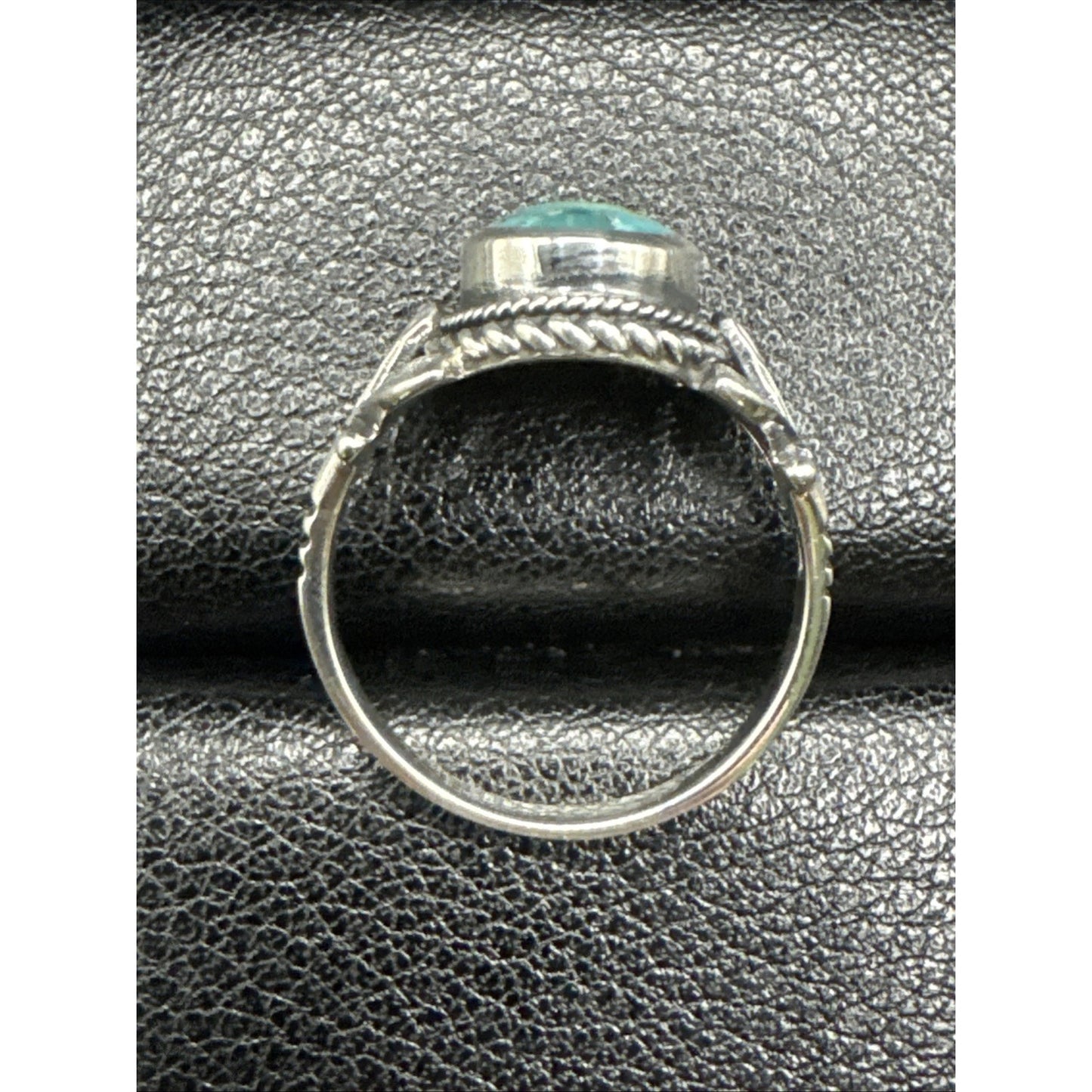 New Condition Sterling Silver Turquoise Leaf Plant Shank Ring 925 Size 7
