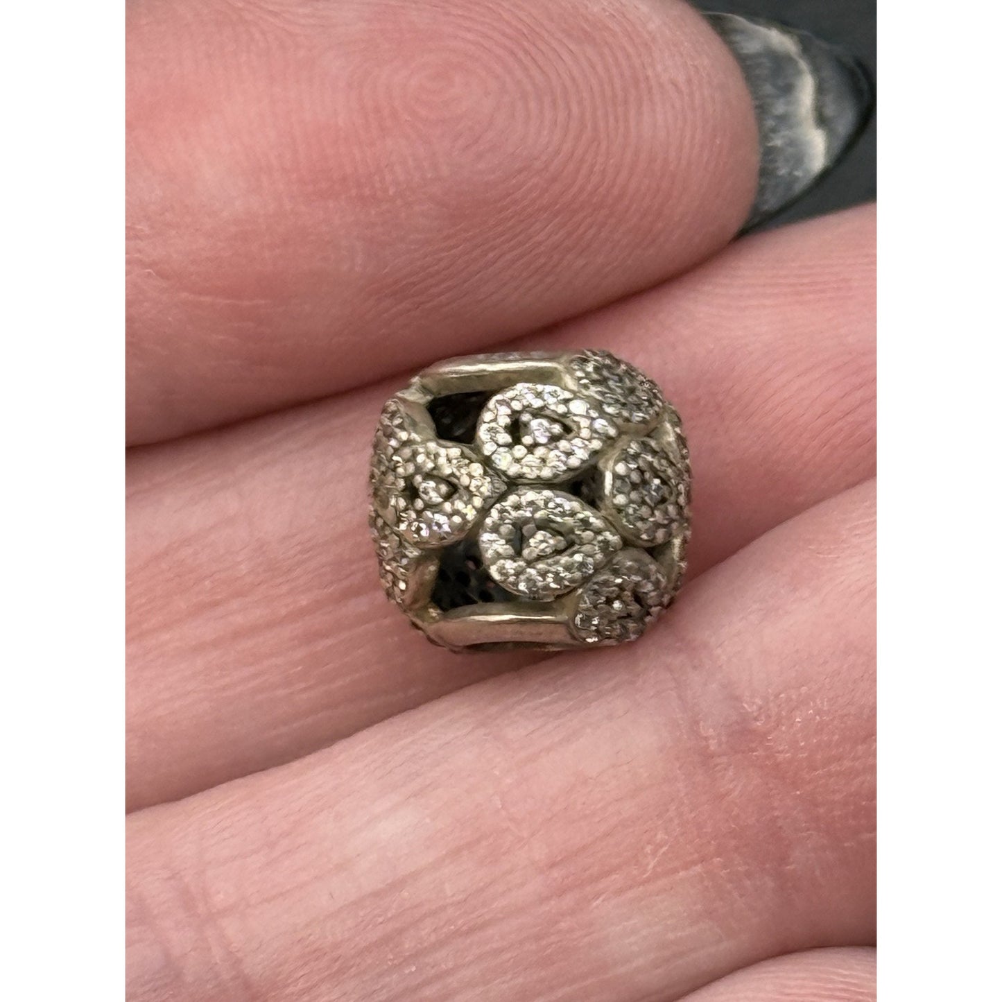 Pandora Sterling Silver Cubic Zirconia Flower Charm ALE P6