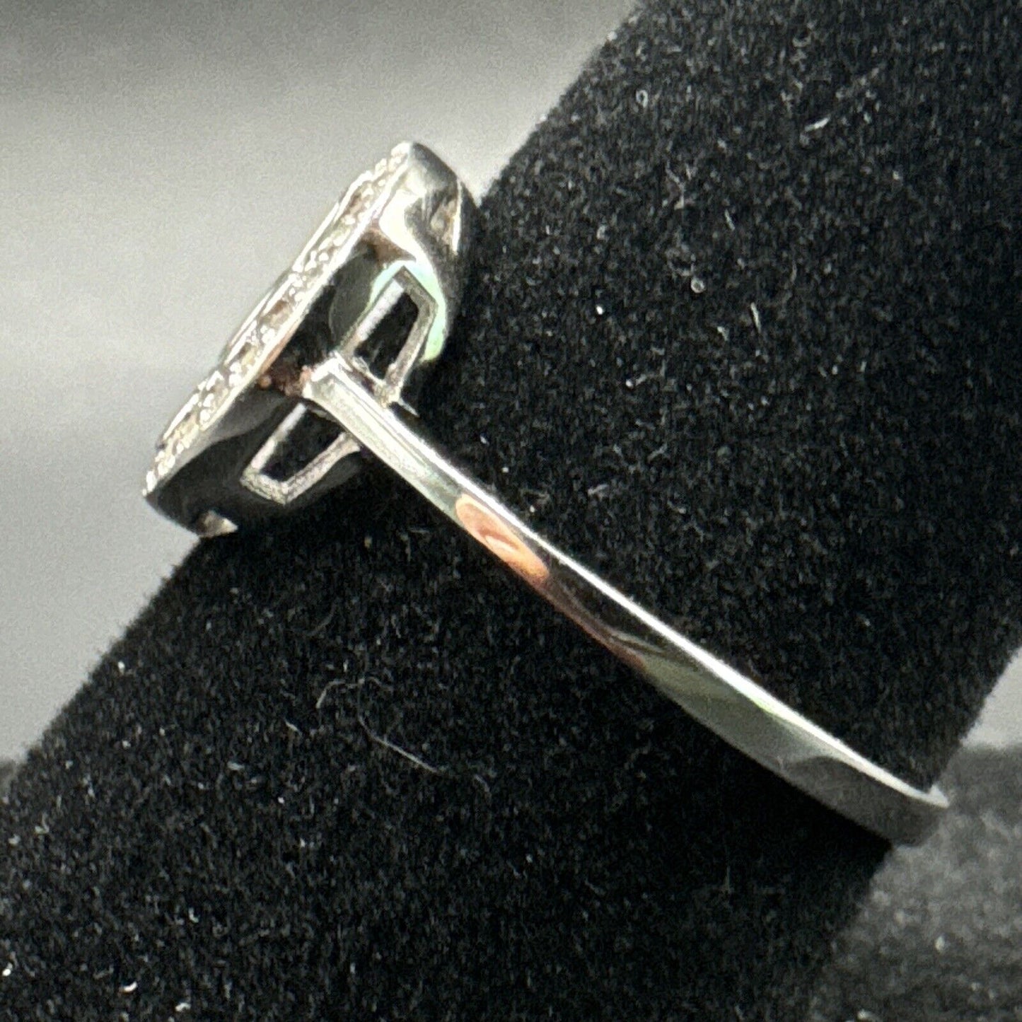 New Condition Sterling Silver CZ Clock Face Ring 925 Size 7