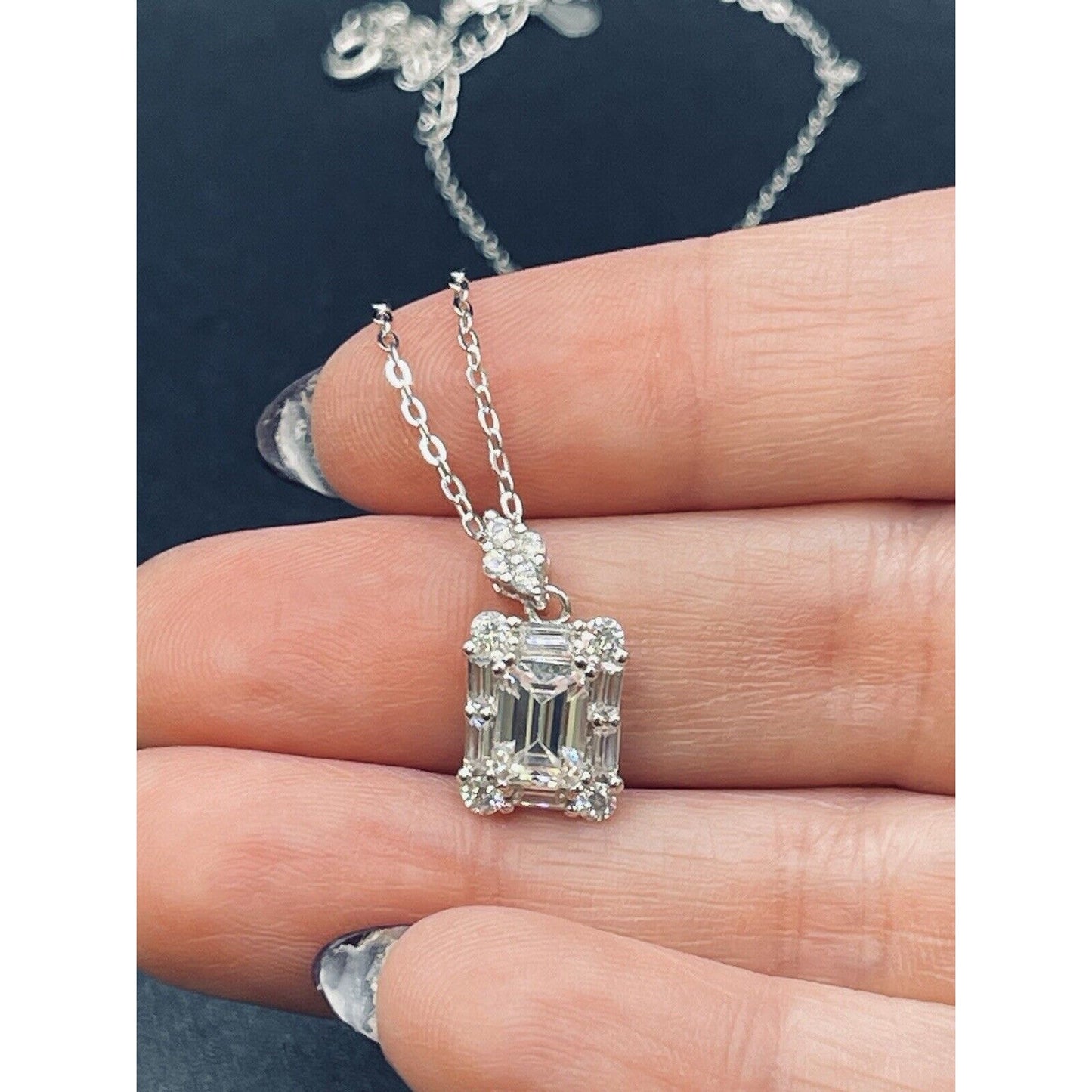 18” New Condition Moissanite Pendant Necklace GRA