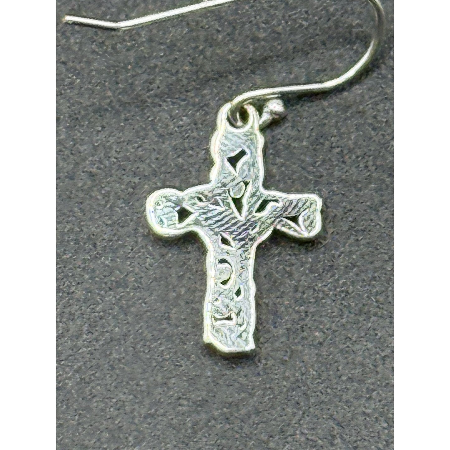 New Condition Sterling Silver Scroll Cross Dangle Earrings 925
