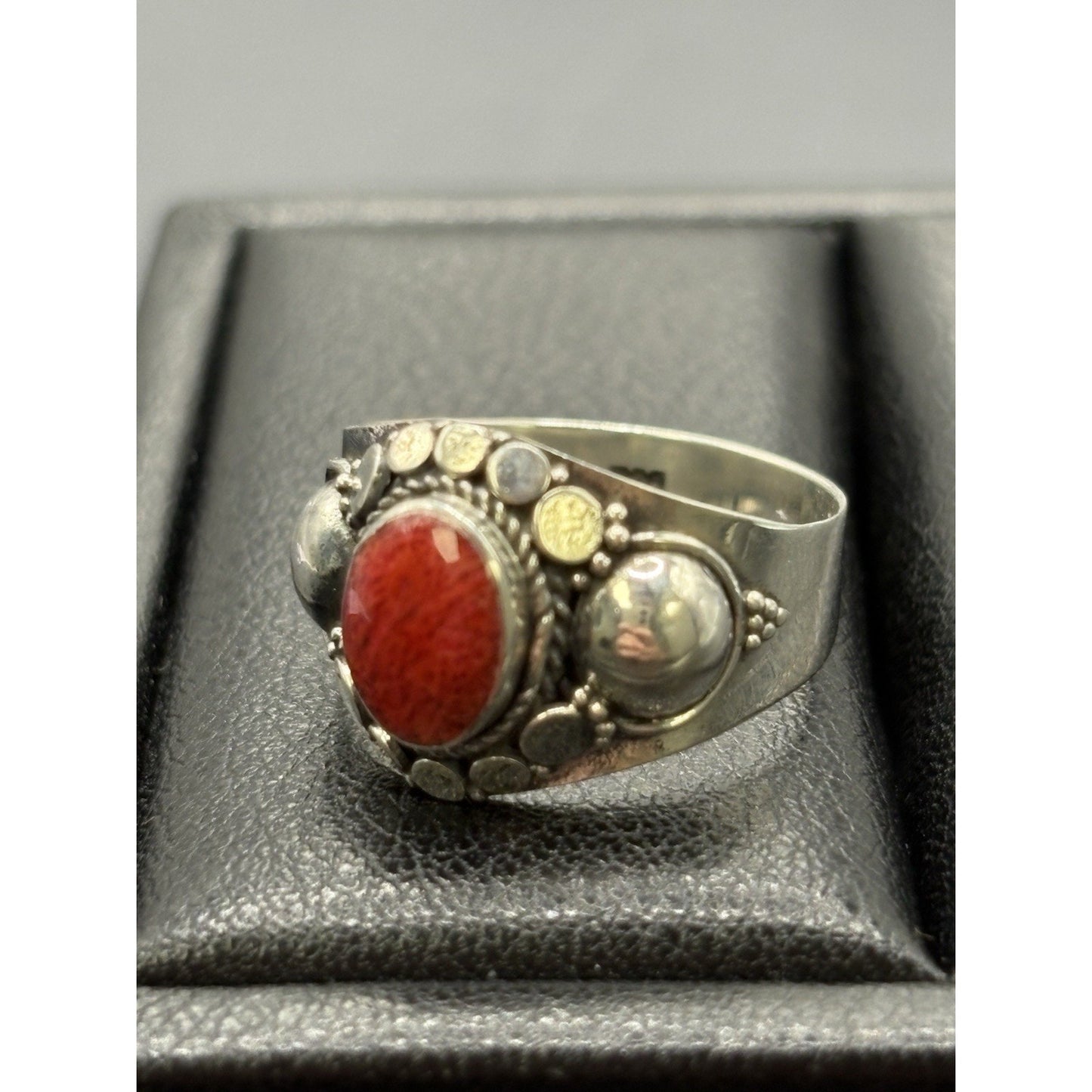 New Condition Bali Style Coral Ring Size 7